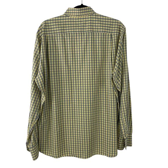 Barbour Long Sleeve Button Down Yellow Navy Plaid Mens XL ASIS - Picture 6 of 6